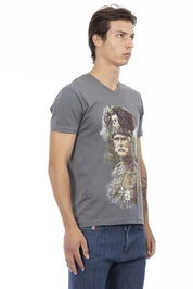 Gray Cotton Men T-Shirt