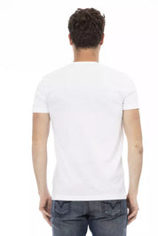 White Cotton Men V-Neck T-Shirt