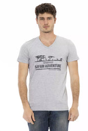 Gray Cotton Men T-Shirt
