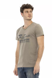 Brown Cotton Men's T-Shirt