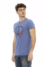 Blue Cotton Men T-Shirt