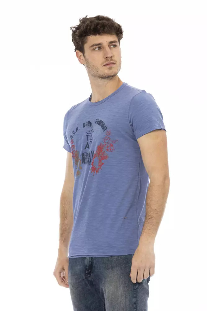 Blue Cotton Men T-Shirt