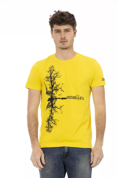 Yellow Cotton Men T-Shirt