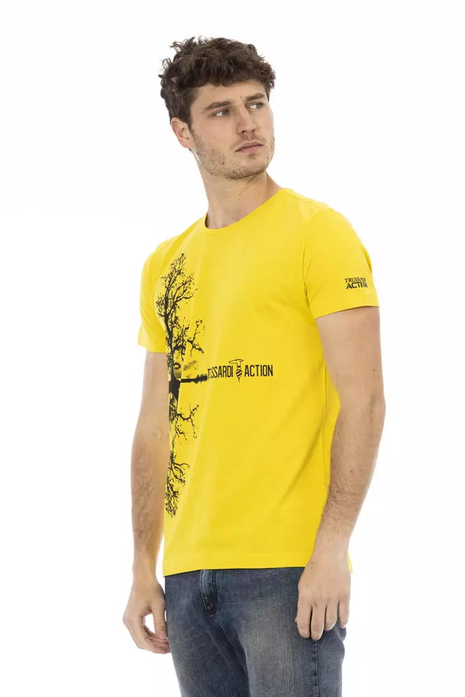 Yellow Cotton Men T-Shirt