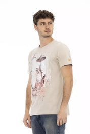 Beige Cotton Men T-Shirt