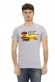 Gray Cotton Men T-Shirt