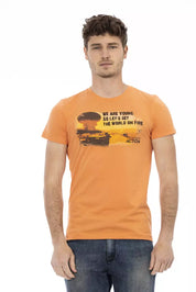 Orange Cotton Men T-Shirt