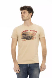 Beige Cotton Men T-Shirt