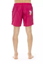 Fuchsia Polyester Men Swim Short