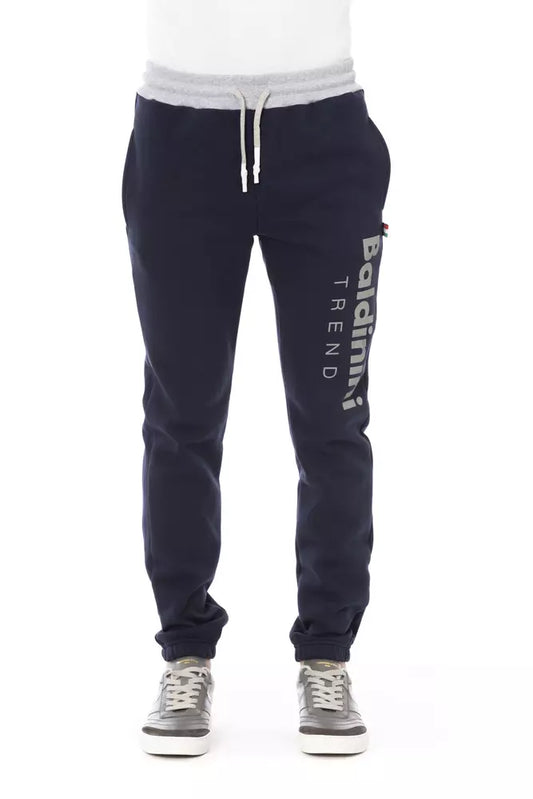 Blue Cotton Men Sport Pant