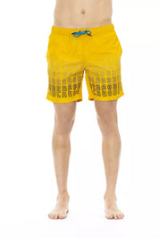 Yellow Polyester Men Swim Shorts