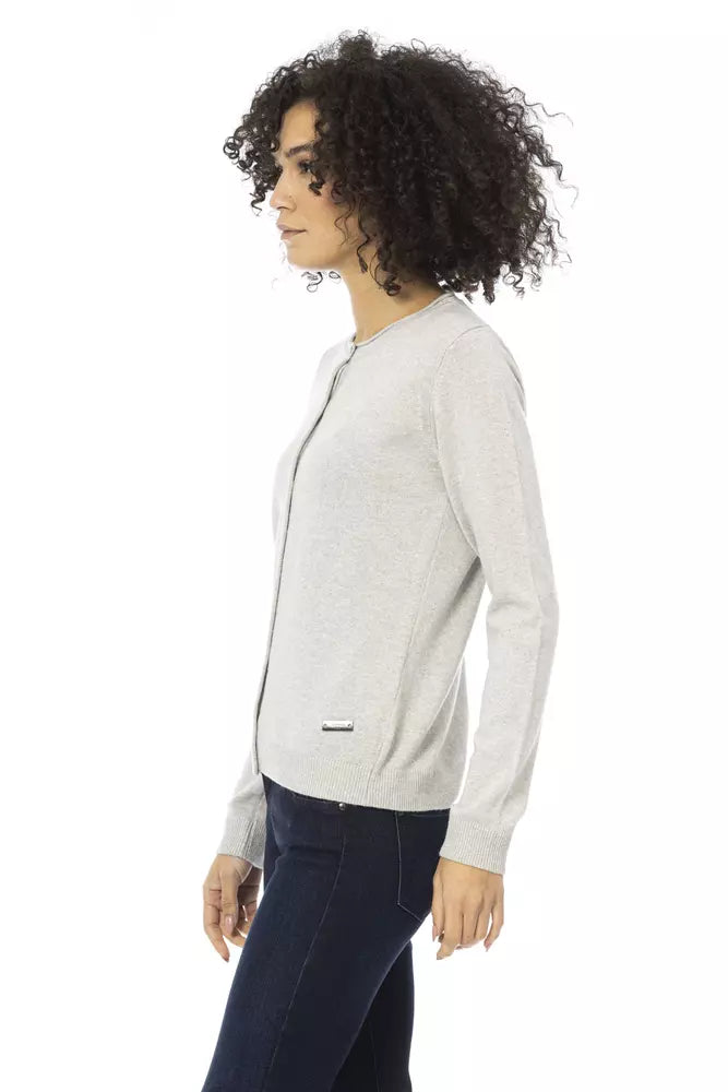 Grauer Wollpullover