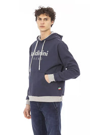 Blue Cotton Men Hoodie