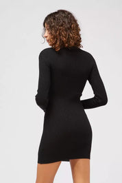 Black Viscose Women Sweater Dress