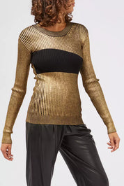 Gold Wool Women Sweater