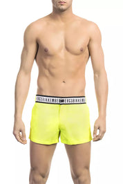 Yellow Polyamide Men Swim Shorts