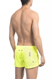 Yellow Polyamide Men Swim Shorts