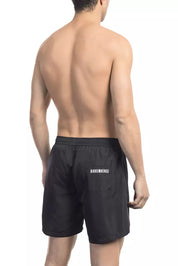 Black Polyester Men Swim Short