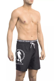 Black Polyester Men Swim Short