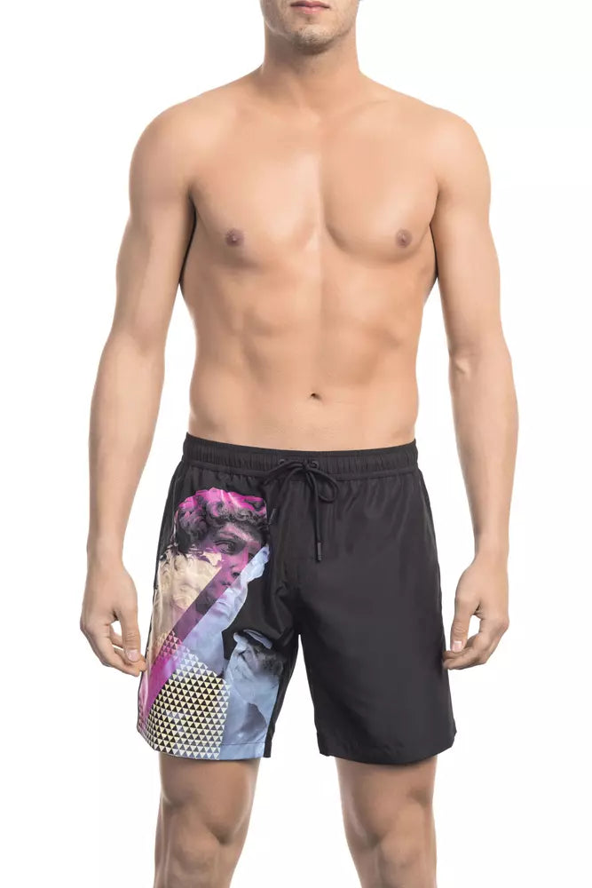 Black Polyester Men Swim Short