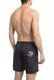 Black Polyester Men Swim Short