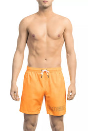 Orange Polyester Men Swim Short