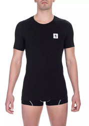 Black Cotton Men T-Shirt