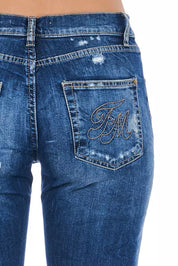 Blue Cotton Women Jeans