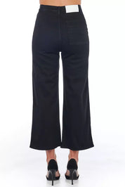 Black Cotton Women Cropped Trouser