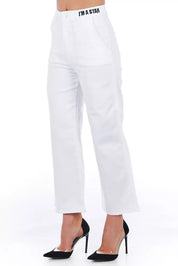 White Cotton Women Trouser