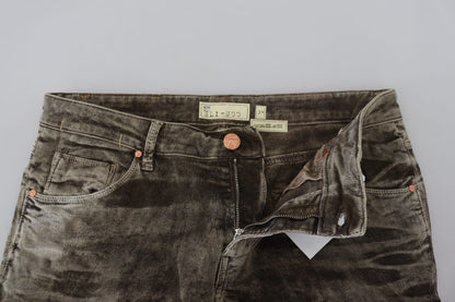 Graue Slim-Fit-Herrenjeans aus gewaschenem Baumwollcord