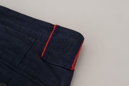 Pantalon habillé décontracté en coton bleu coupe droite pour homme