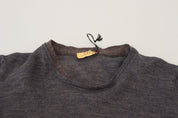 Sleek Gray Crewneck Pullover Sweater