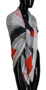 Gray Red Shawl Foulard Wrap Scarf