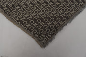 Gray Logo Knit Neck Wrap Shawl Scarf