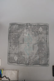 Gray Print Shawl Foulard Branded Scarf