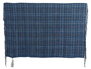 Blauer Leinenschal, Foulard-Schal mit Fransen