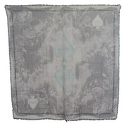 Foulard châle imprimé gris à franges