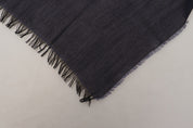 Écharpe à franges en laine bleu foncé