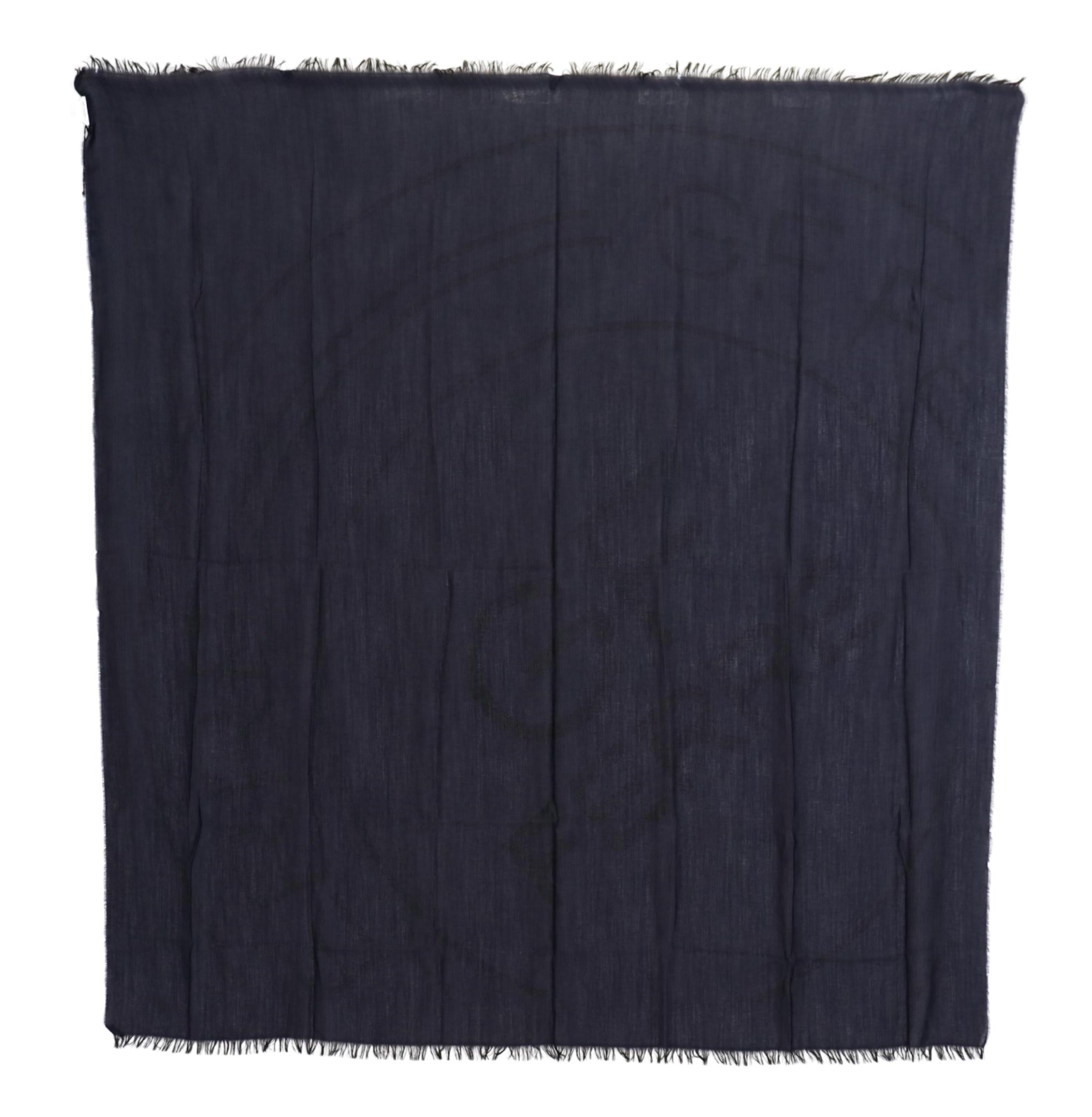 Écharpe à franges en laine bleu foncé