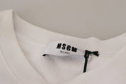 White Cotton Crewneck Pullover Sweatshirt Sweater