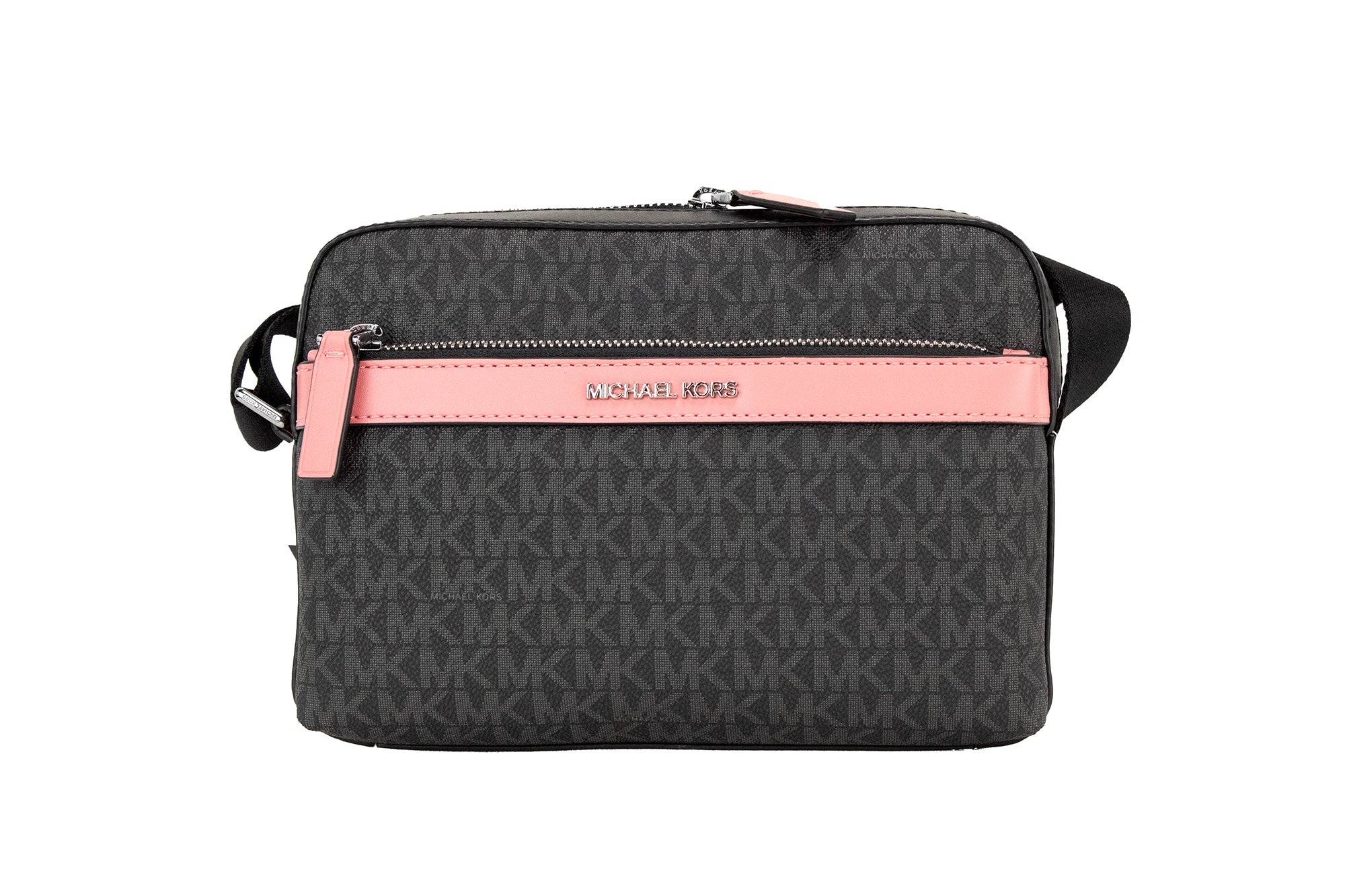 Cooper petit sac à bandoulière utilitaire en PVC noir rose Signature