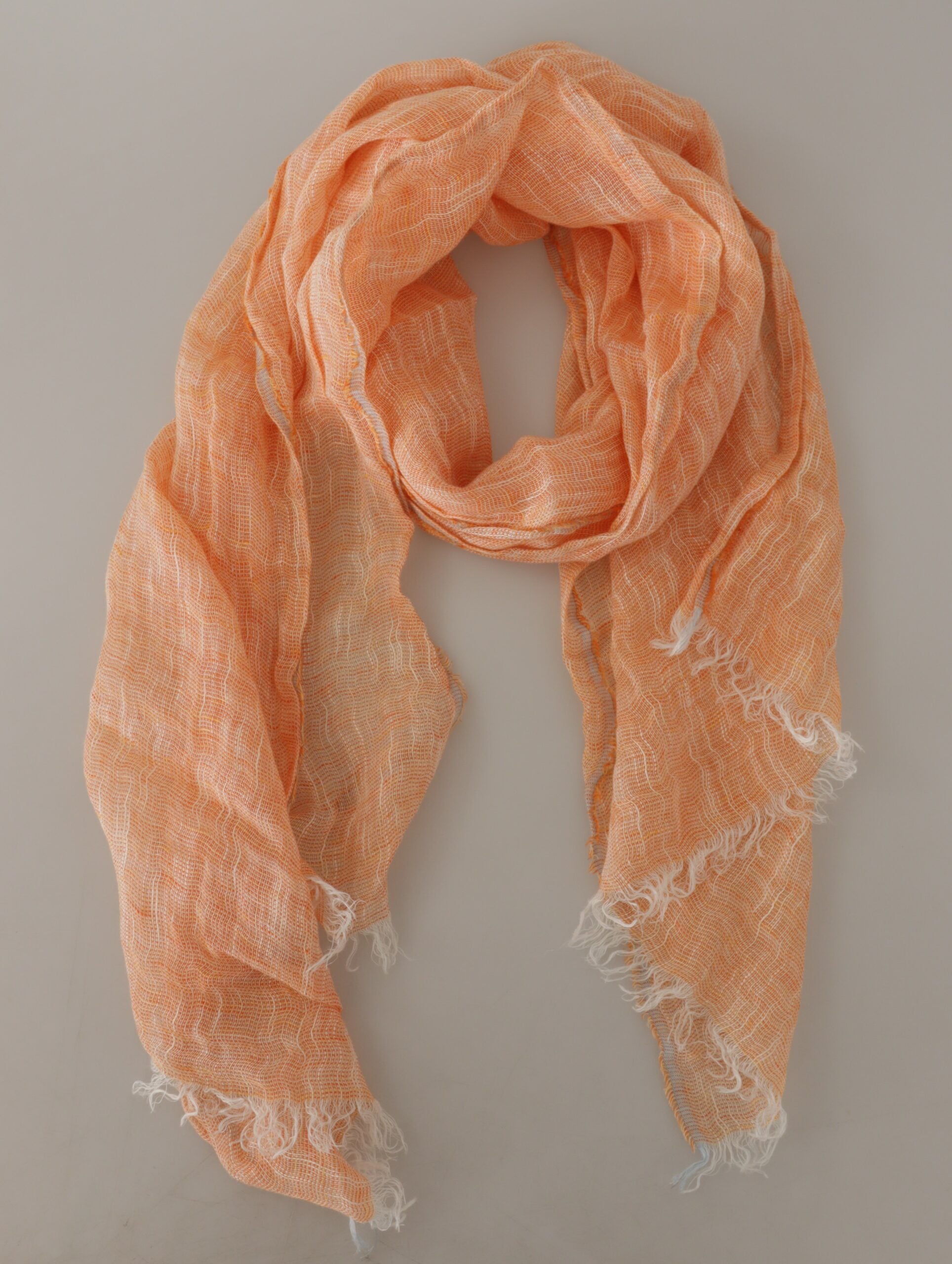Écharpe à franges en tricot en lin pêche