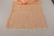 Écharpe à franges en tricot en lin pêche