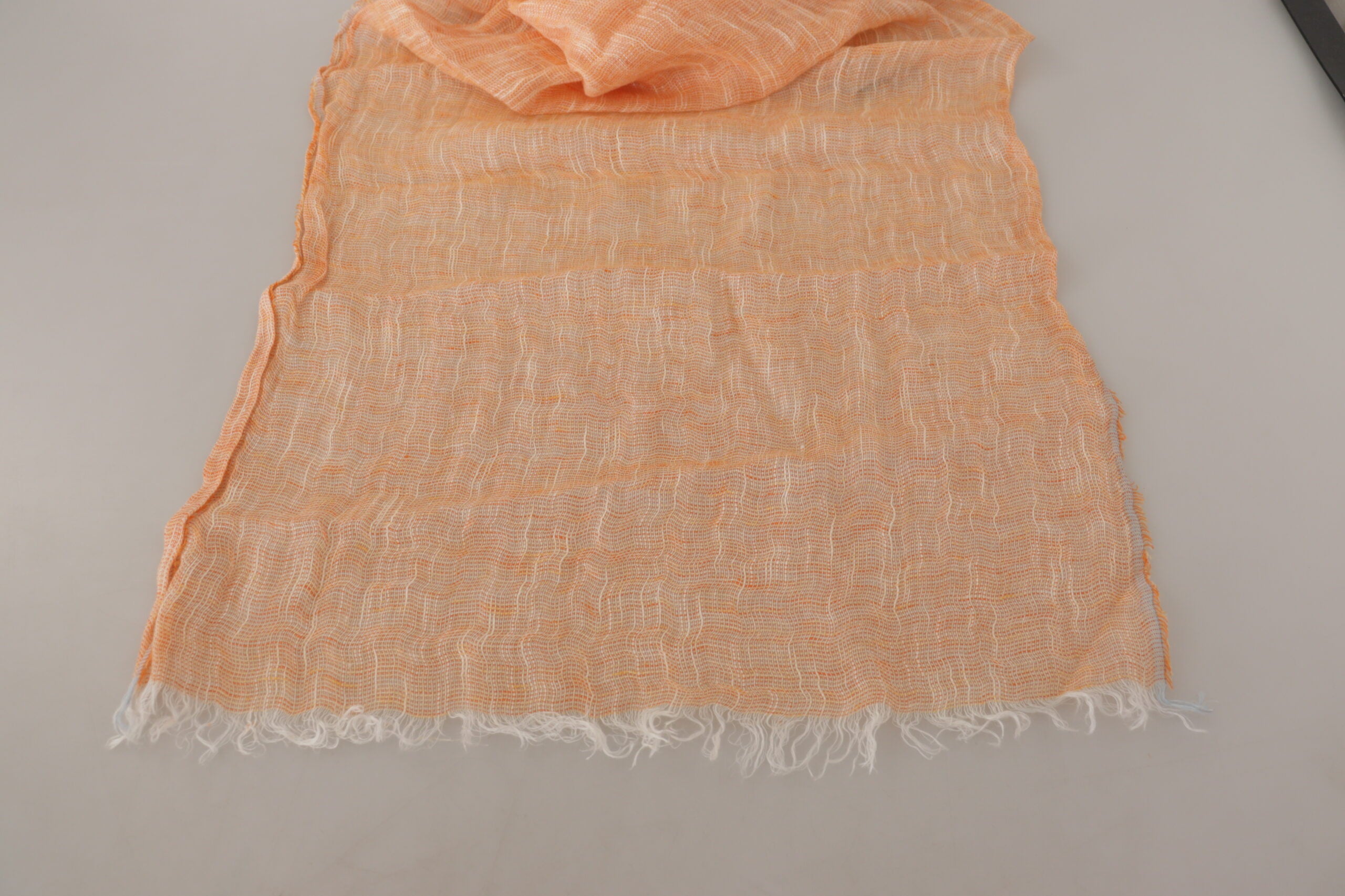 Écharpe à franges en tricot en lin pêche