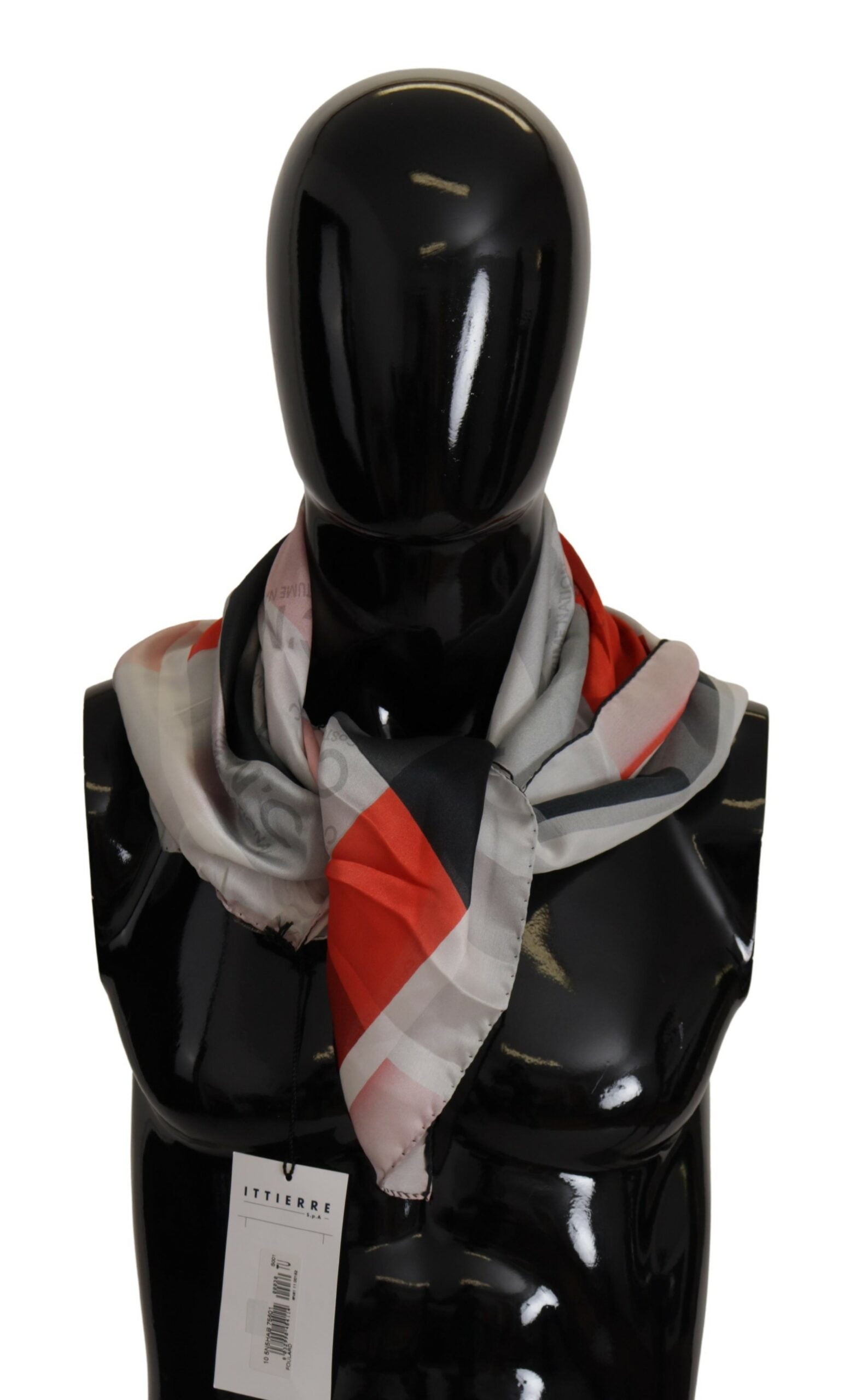 Foulard châle en soie rouge gris