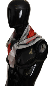 Foulard châle en soie rouge gris