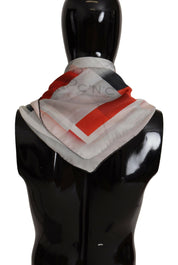 Foulard châle en soie rouge gris