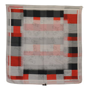 Foulard châle en soie rouge gris