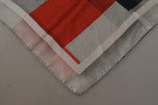 Foulard châle en soie rouge gris